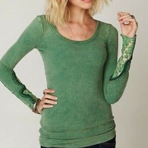 free people crafty cuff lace thermal 💚 small green